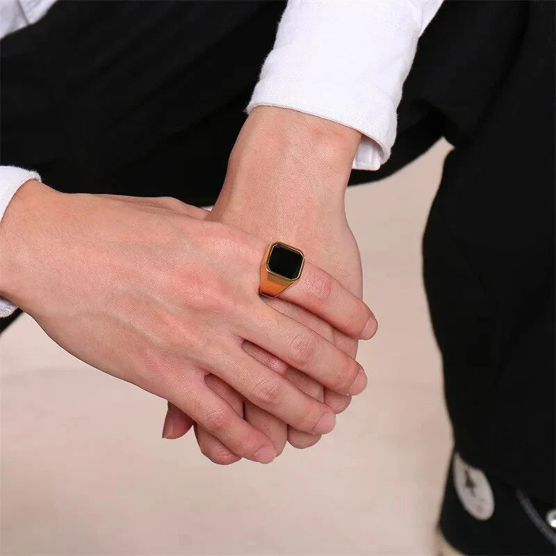 Bague pour homme avec pierre d'onyx