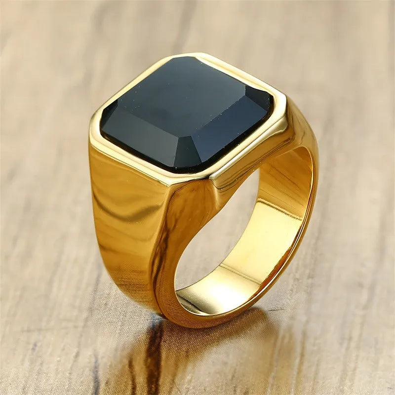 Bague pour homme avec pierre d'onyx