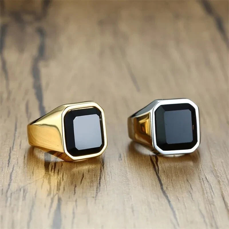 Bague pour homme avec pierre d'onyx