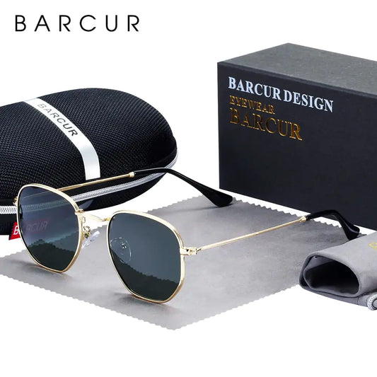 Lunettes de soleil rétro hexagonales Barcur