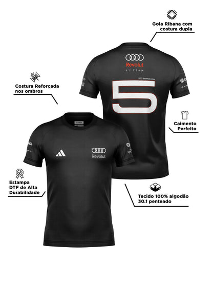 Camiseta Audi Bortoleto 2026 Algodão Preto