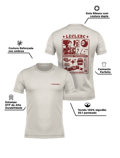 Camiseta RaioX Charles Leclerc Off White Algodão