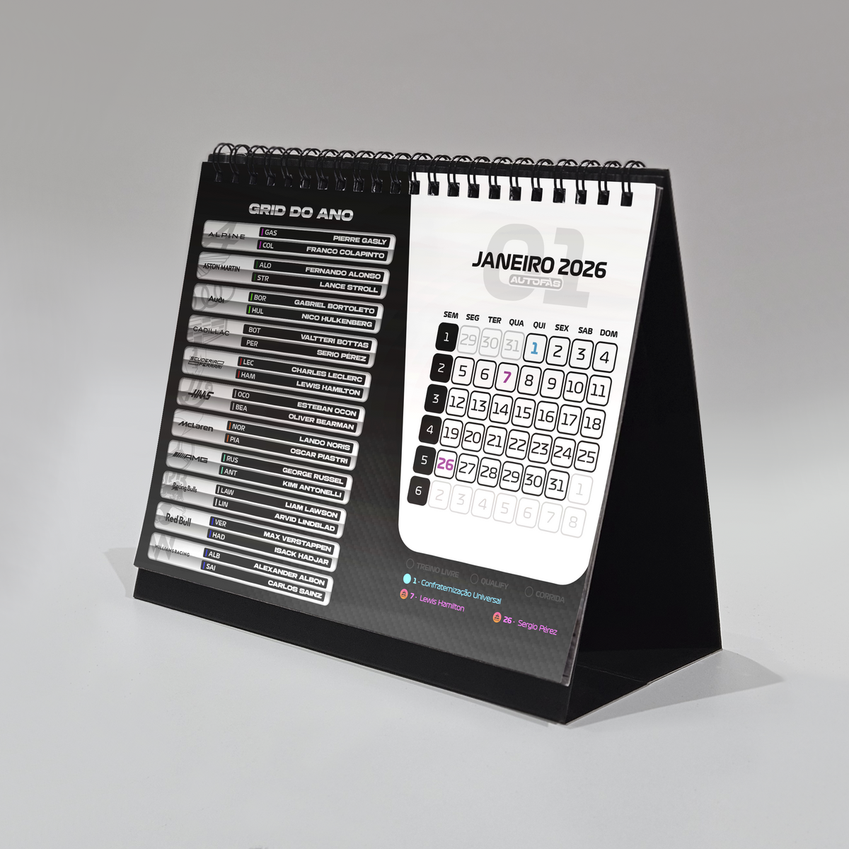 Calendário Personalizado Formula 1 2026