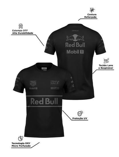 Camiseta Dryfit RedBul Equipe All Black Preto