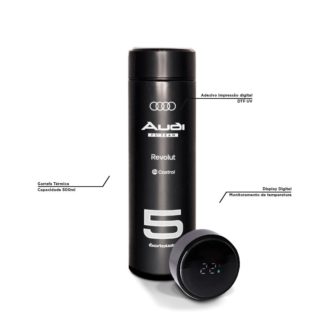 Garrafa Térmica Audi Bortoleto Preta Arte Branca