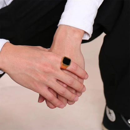 Bague pour homme avec pierre d'onyx
