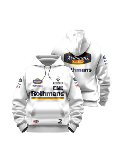 Moletom Canguru Wlliams Retrô Rothmans Racing Branco