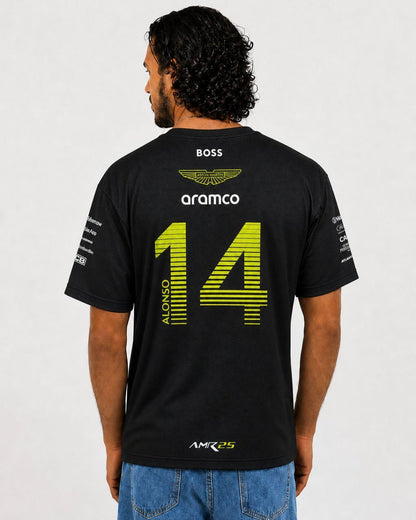 Camiseta Dryfit Aston Martin Fernando Alonso Preto 2025
