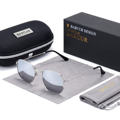 Lunettes de soleil rétro hexagonales Barcur