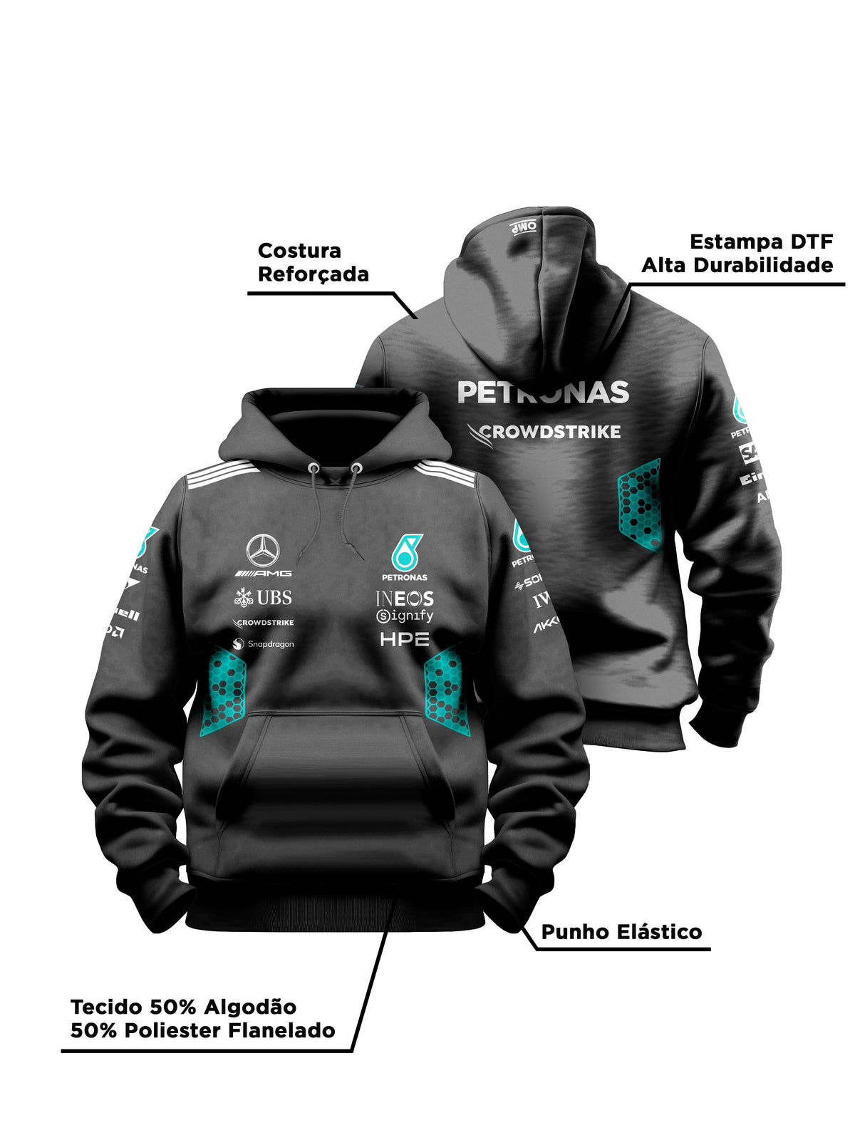 Moletom Canguru Mercedes AMG 2026 Preto